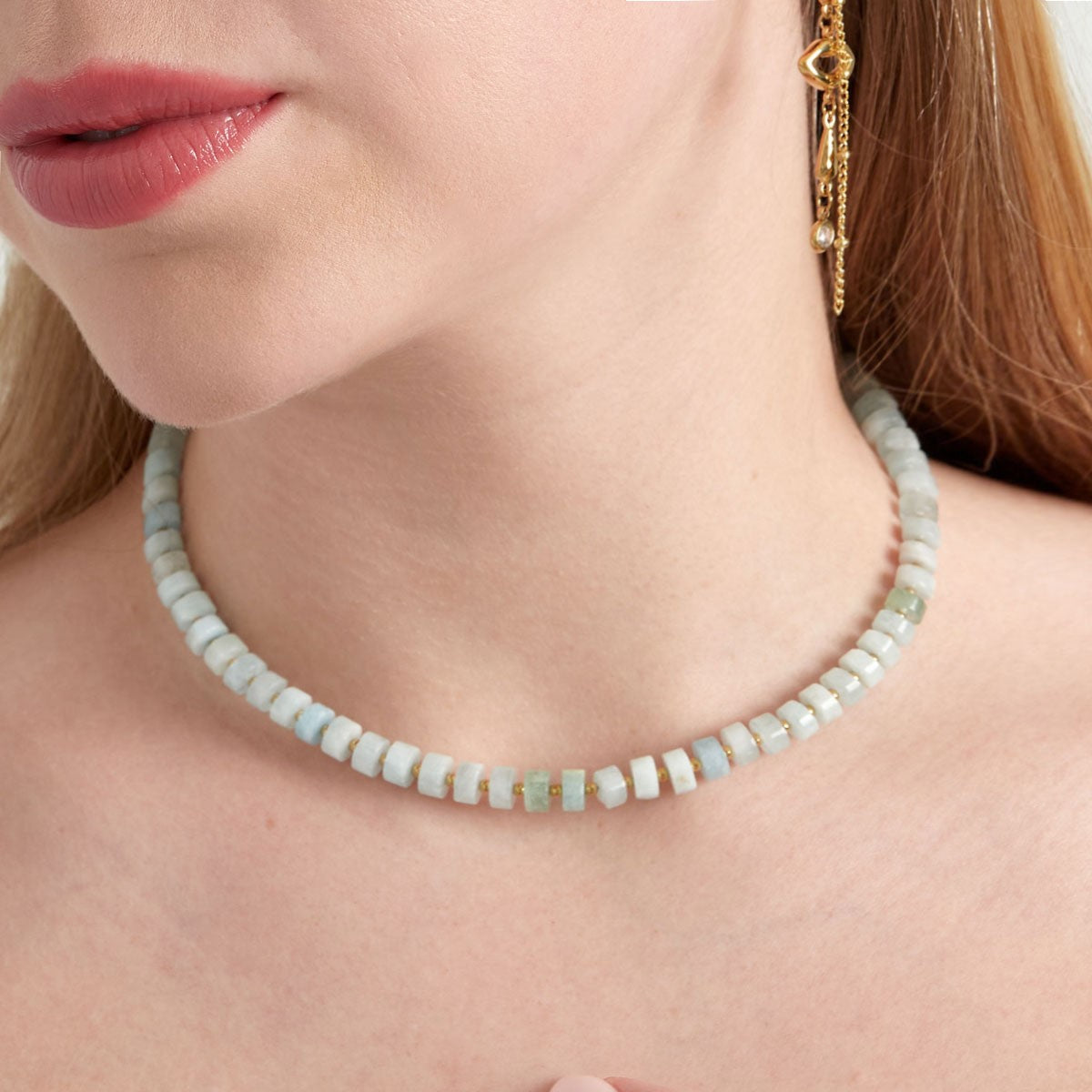 Ketting met natuursteen disc kralen