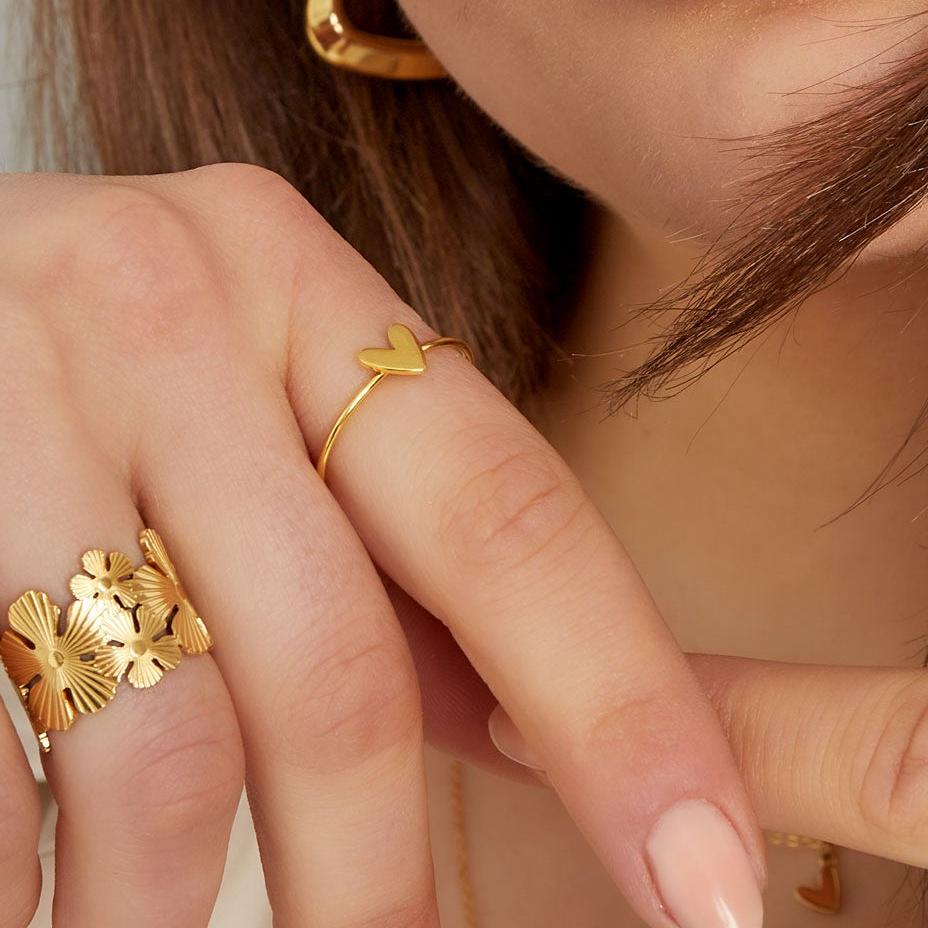 CreEZions RVS ring met hartje