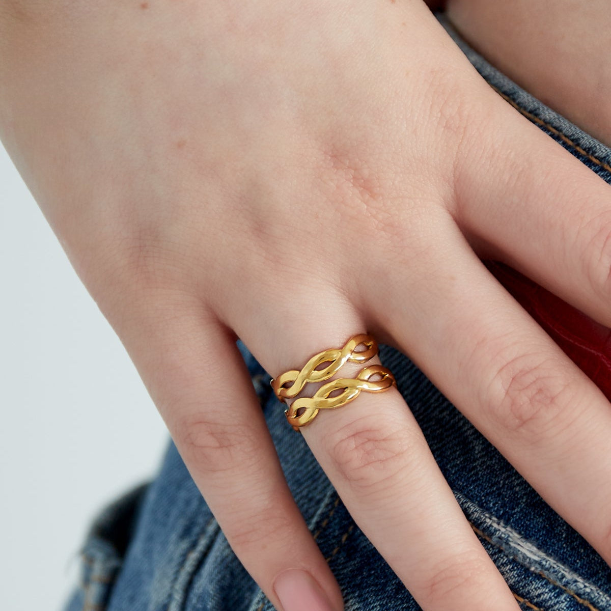CreEZions RVS dubbel gevlochten ring