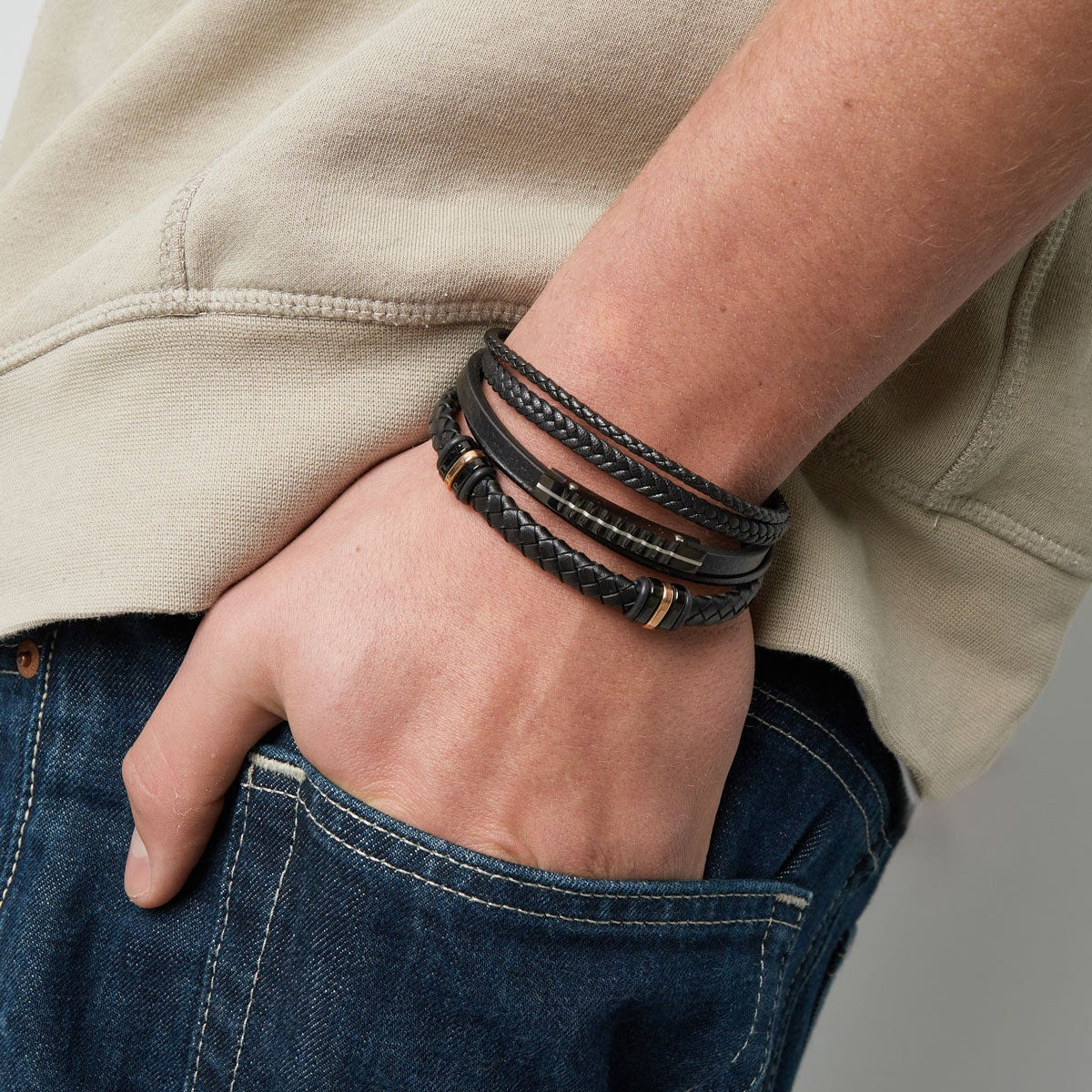 CreEZions herenarmband met RVS ringen