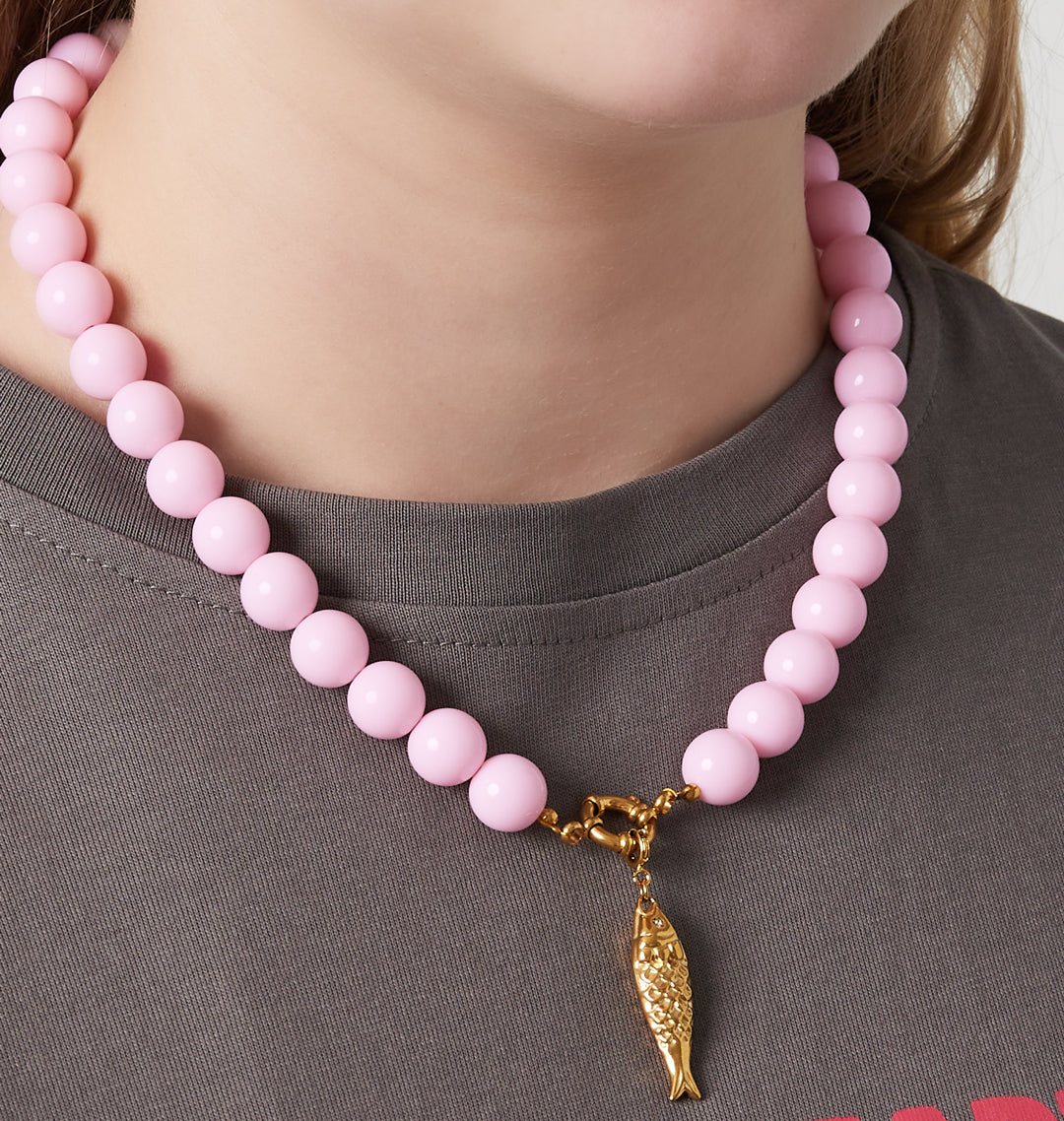 CreEZions trendy kralen ketting roze kralen klein