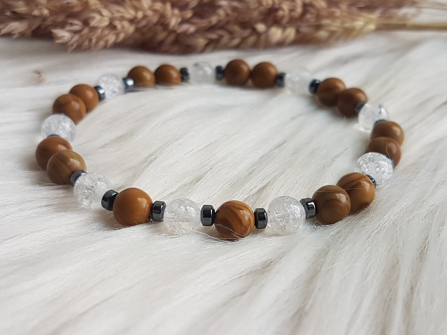 Kralenarmband met Grain Stone en Bergkristal