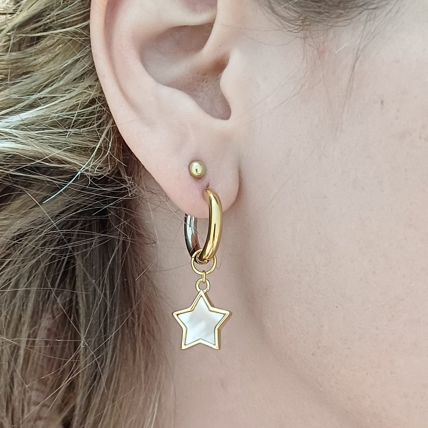 CreEZions oorbellen in zilver en goud met schelp bedel ster
