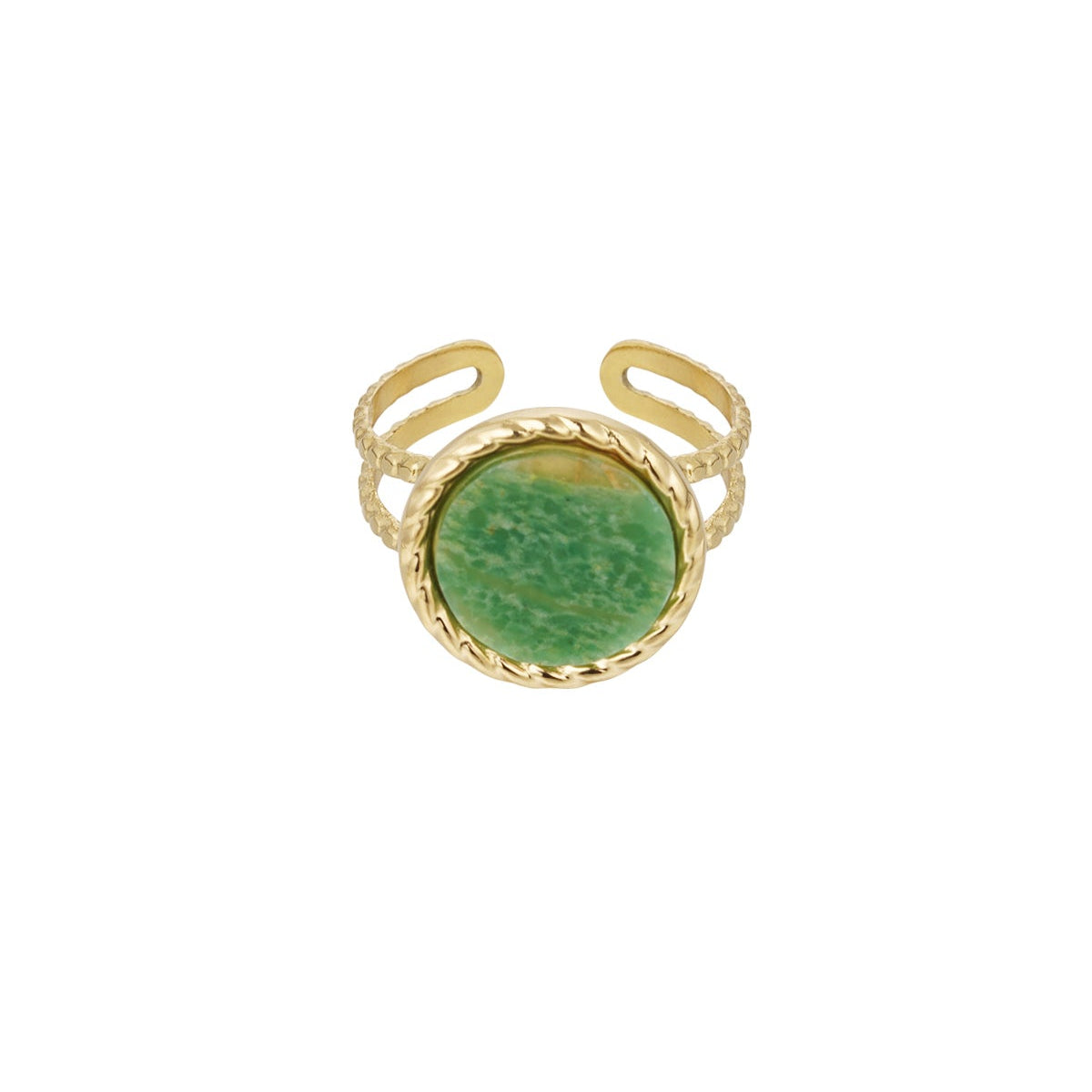 CreEZions RVS ring met natuursteen