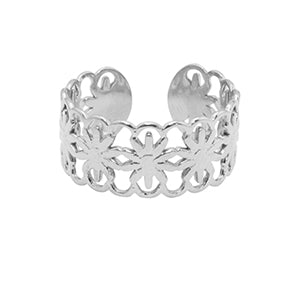 RVS ring met bloemenprint