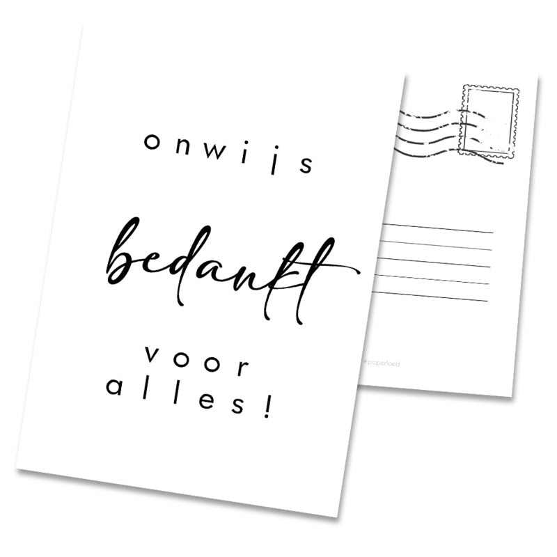 Wenskaart Onwijs bedankt