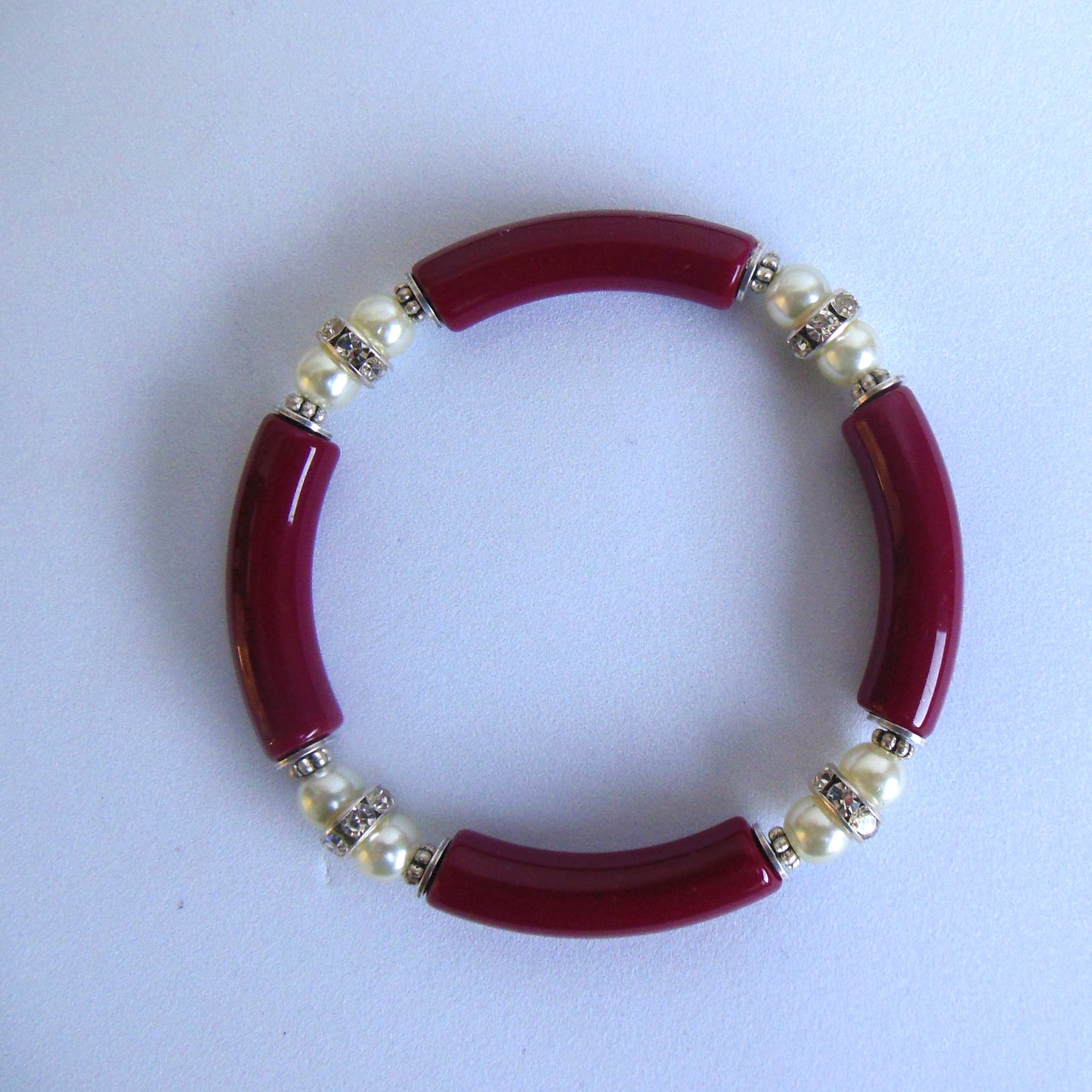Tube armband wit/rood