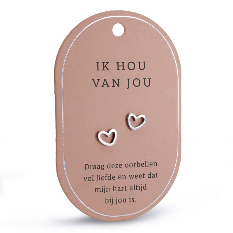 Ik hou van jou – oorbellen met een hart en een boodschap