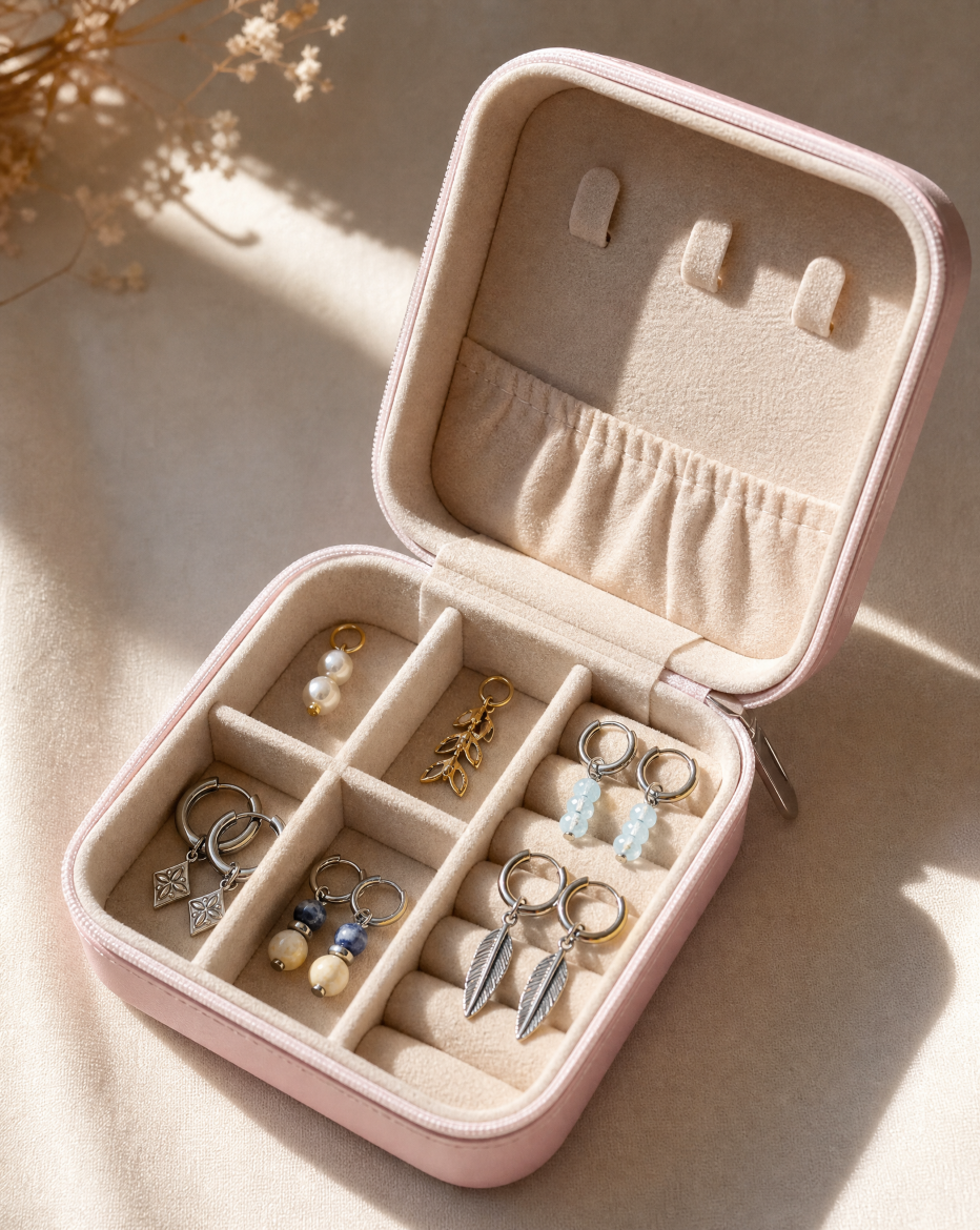 Sieraden opbergdoosje zacht roze