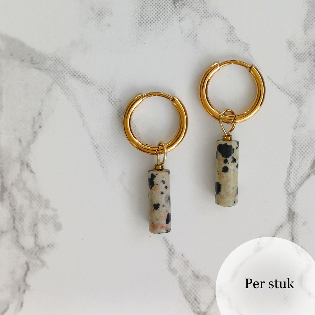 Mix & match bedel met staafvormige natuursteen Dalmatiër Jaspis
