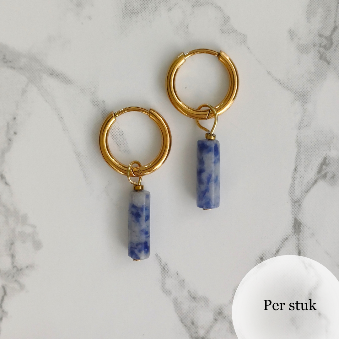 Mix & match oorbel bedel staafvormige Sodaliet goudkleur