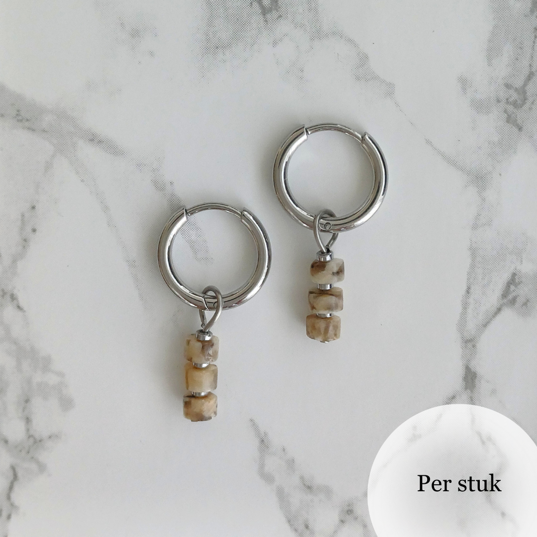 Mix & match bedel met edelsteen disc kralen – zilverkleurig RVS
