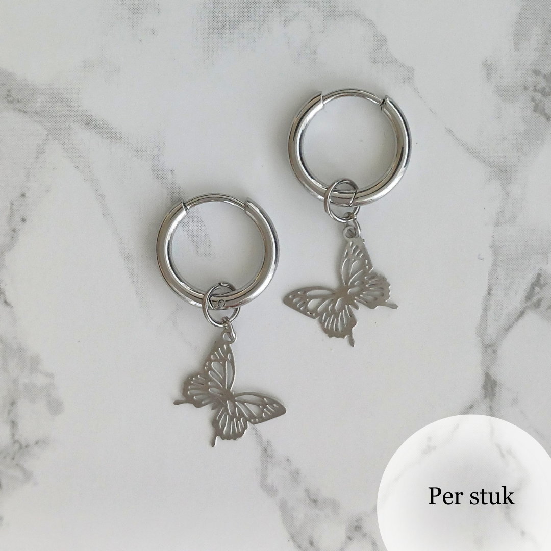 Mix & match oorbel bedel vlinder zilverkleur