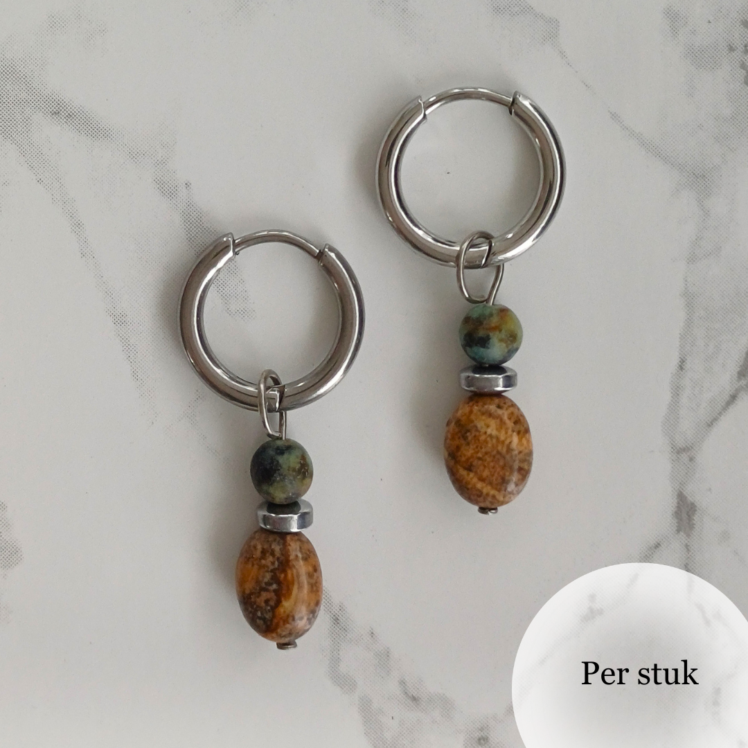 Mix & match bedel met Agaat en Jaspis zilverkleur