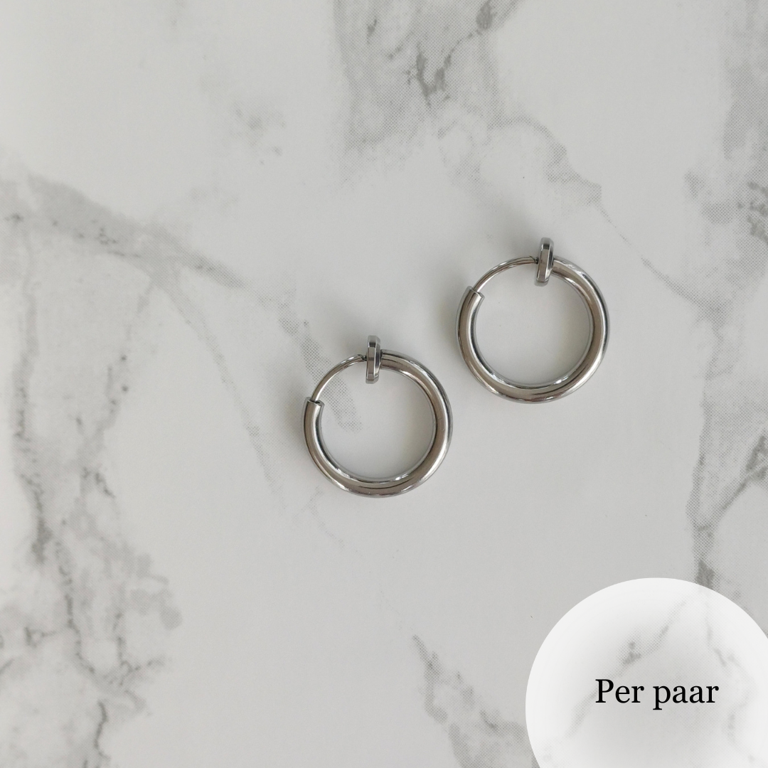 Clip oorbellen RVS zilver
