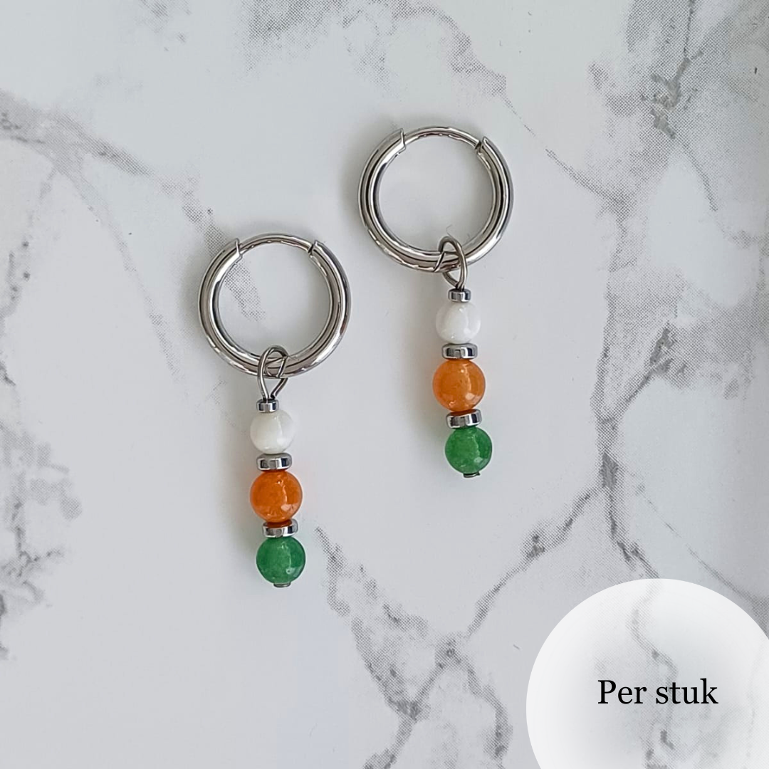 Mix & match bedel met sunstone, aventurijn en schelpkraal zilverkleur