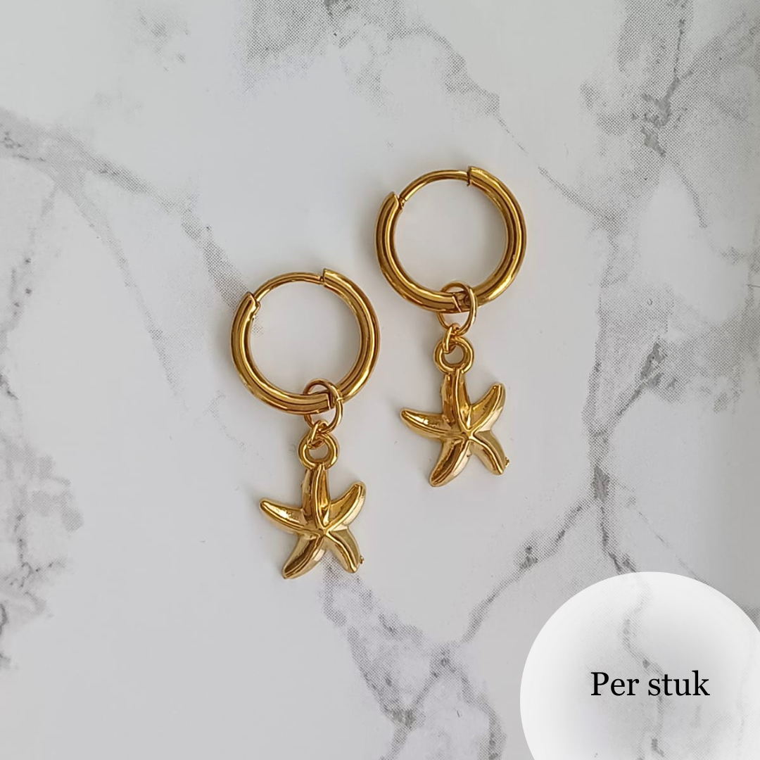 Mix & match bedel met RVS zeester goudkleur