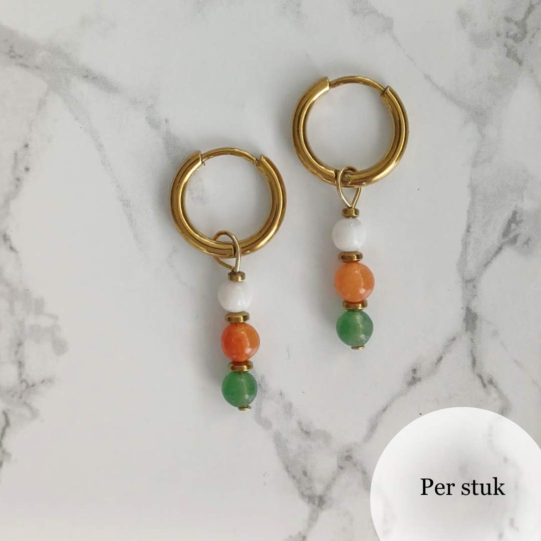 Mix & match bedel met sunstone, aventurijn en schelpkraal goudkleur