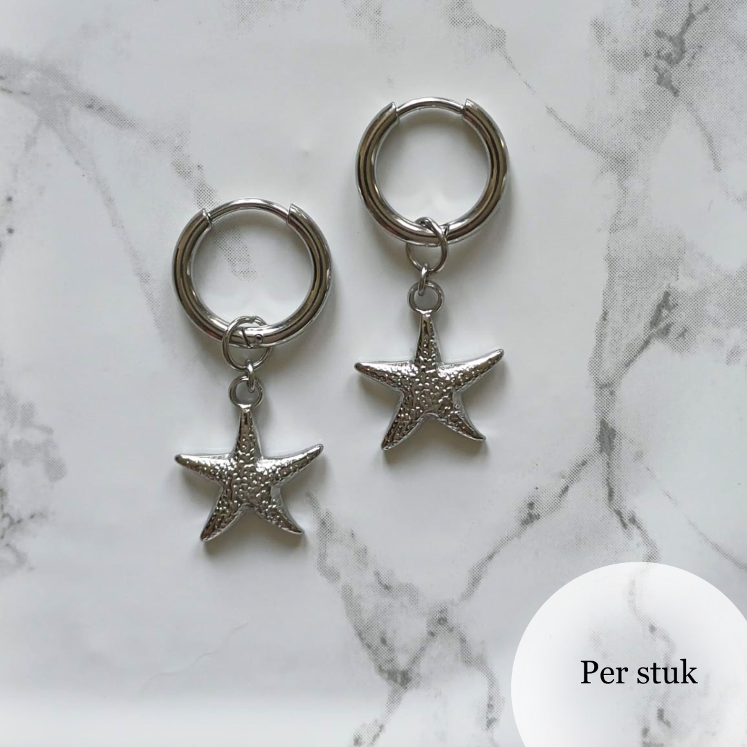 Mix & match bedel met RVS zeester zilverkleur