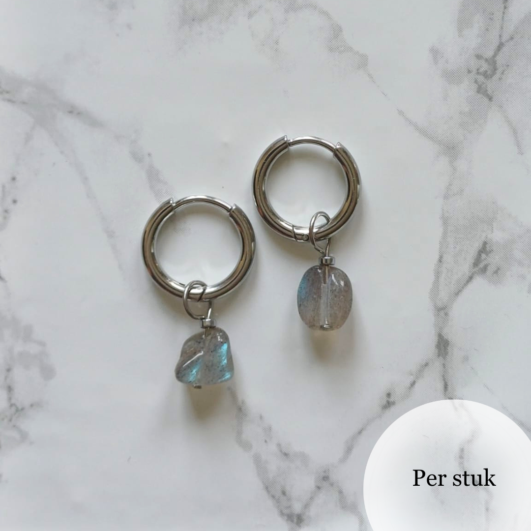 Mix & match bedel met grijze Labradoriet zilverkleur