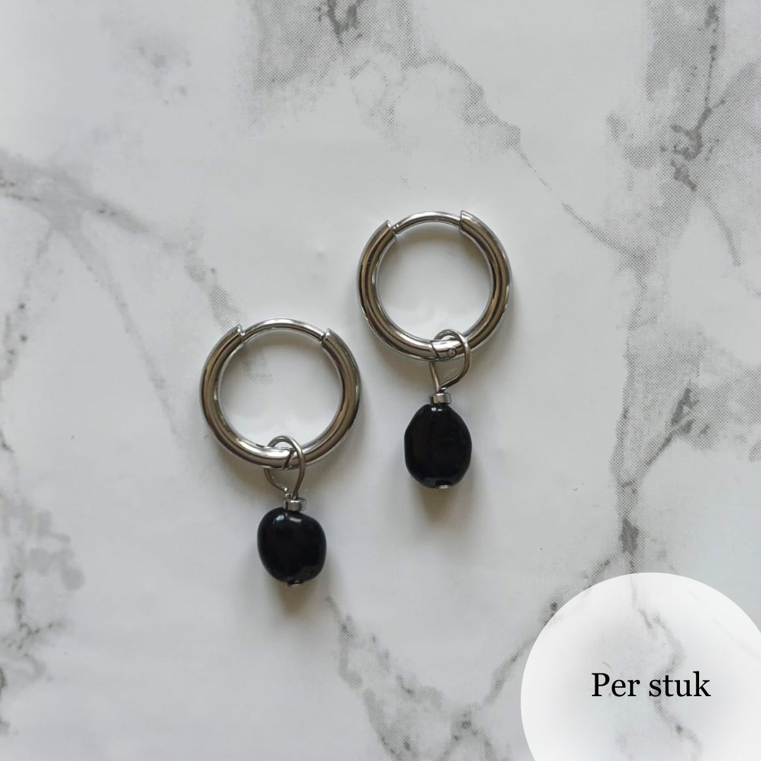 Mix & match bedel met met zwarte obsidiaan zilverkleur