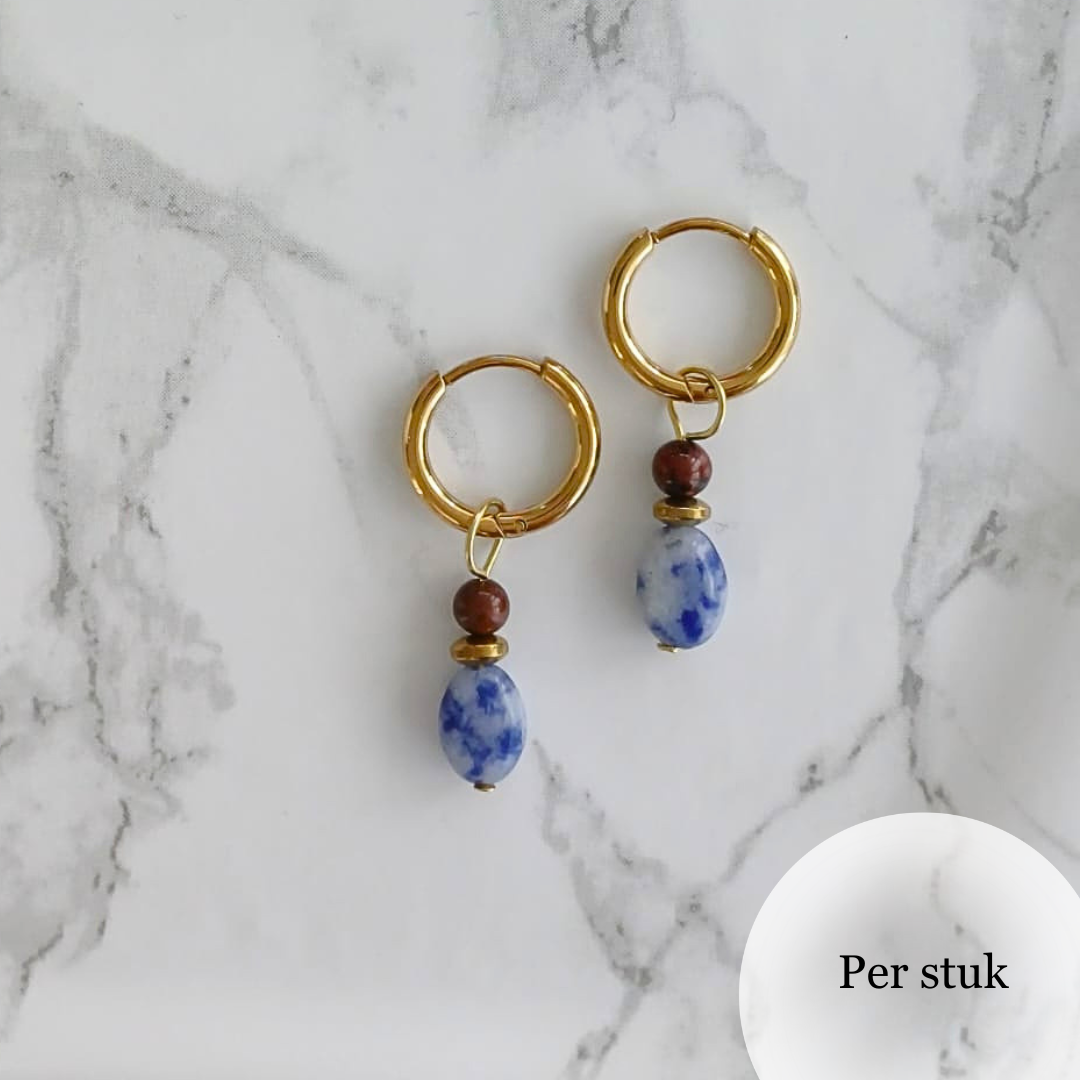 Mix & match bedels met sodaliet en mahony jaspis goudkleurig