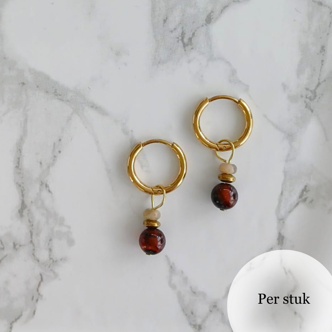 Mix & match bedels met Agaat en Veldspar goudkleurig