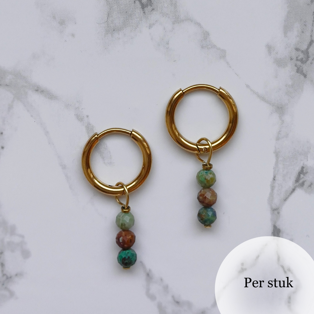Mix & Match bedel met facetgeslepen chrysocolla natuursteen goudkleur