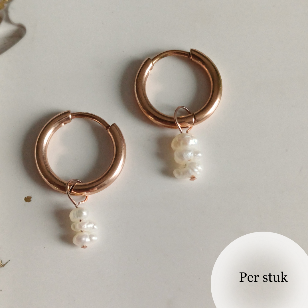 Mix & match bedels met kleine zoetwaterparels rosé goudkleur - tijdloos en elegant