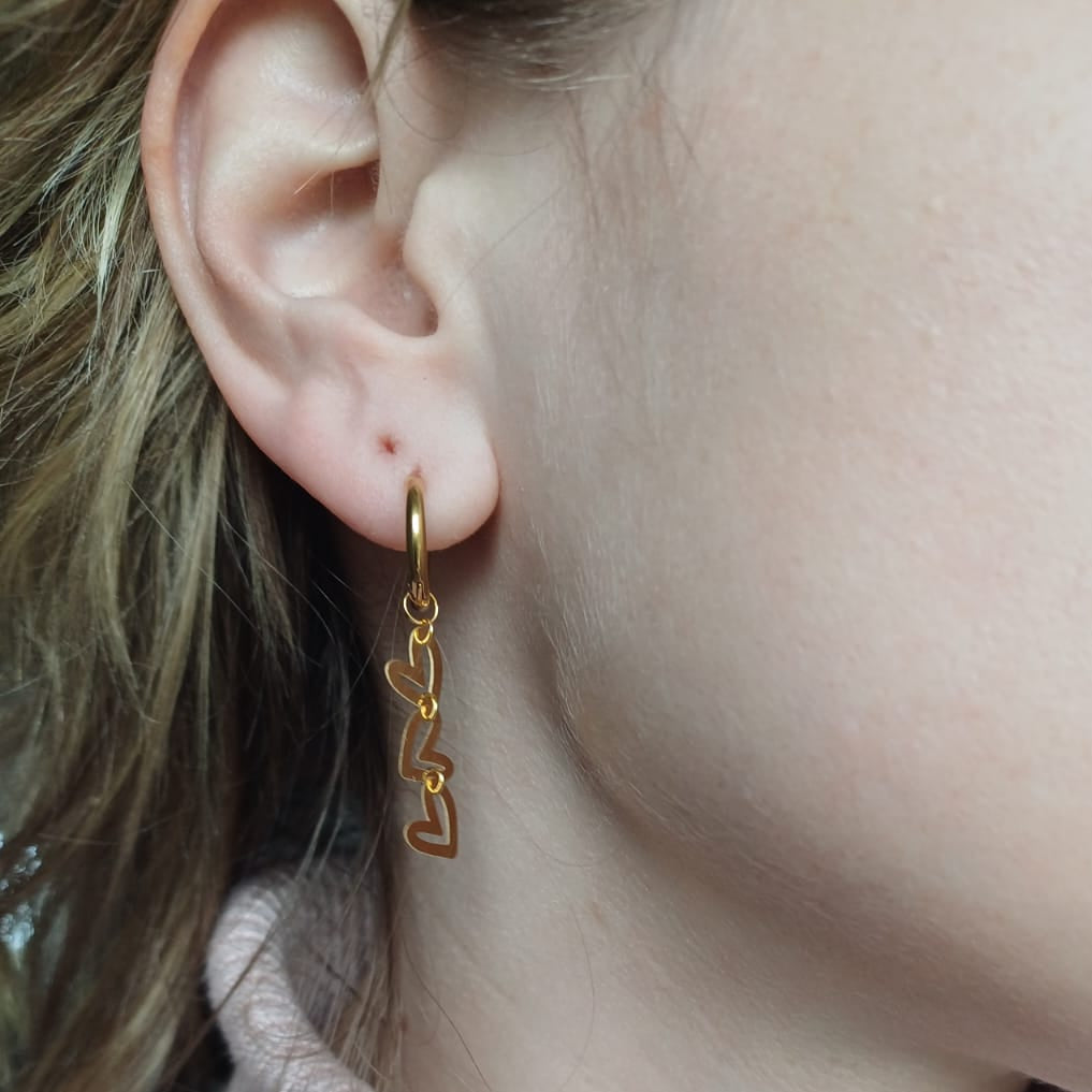 CreEZions oorbellen met RVS hartjes zilver