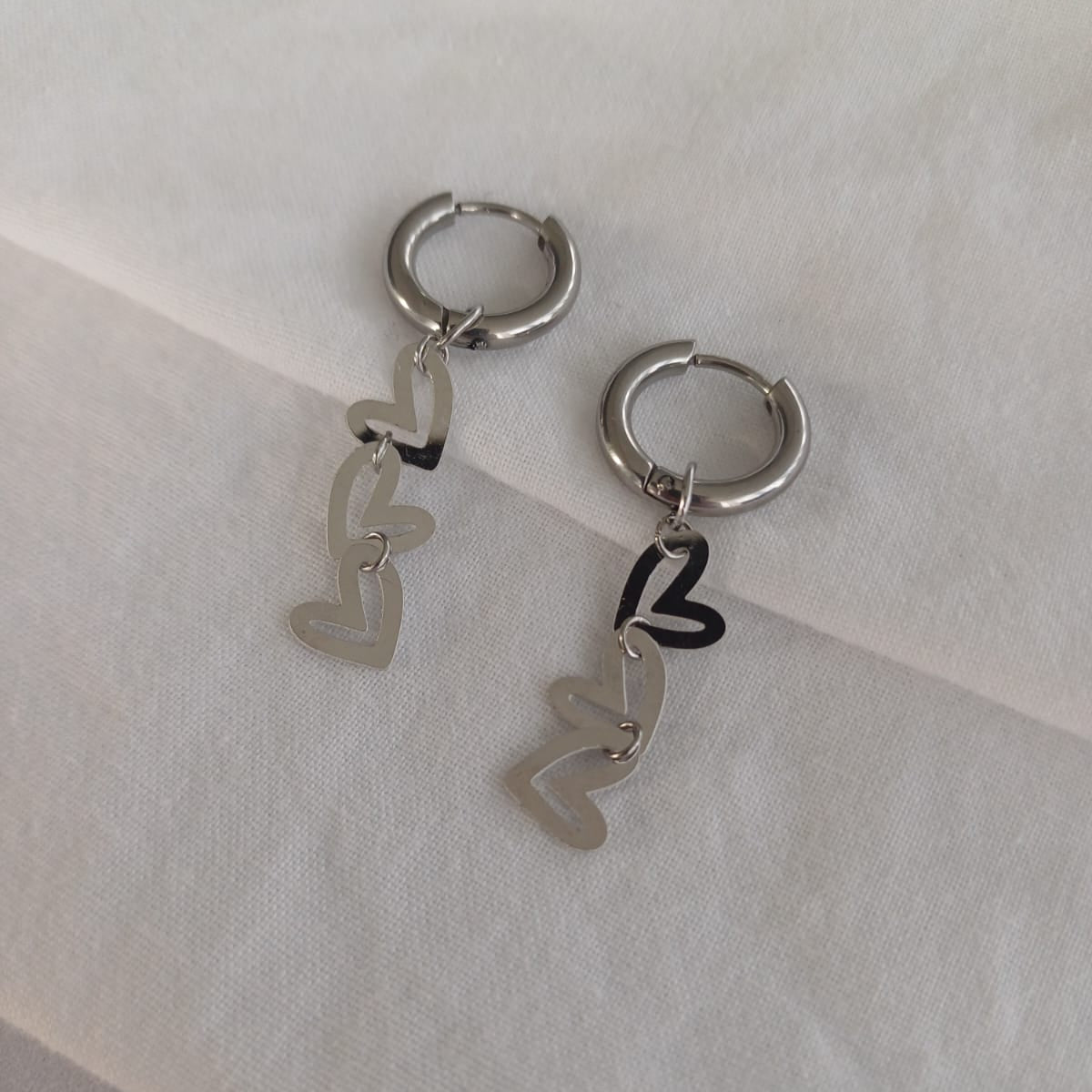 CreEZions oorbellen met RVS hartjes zilver