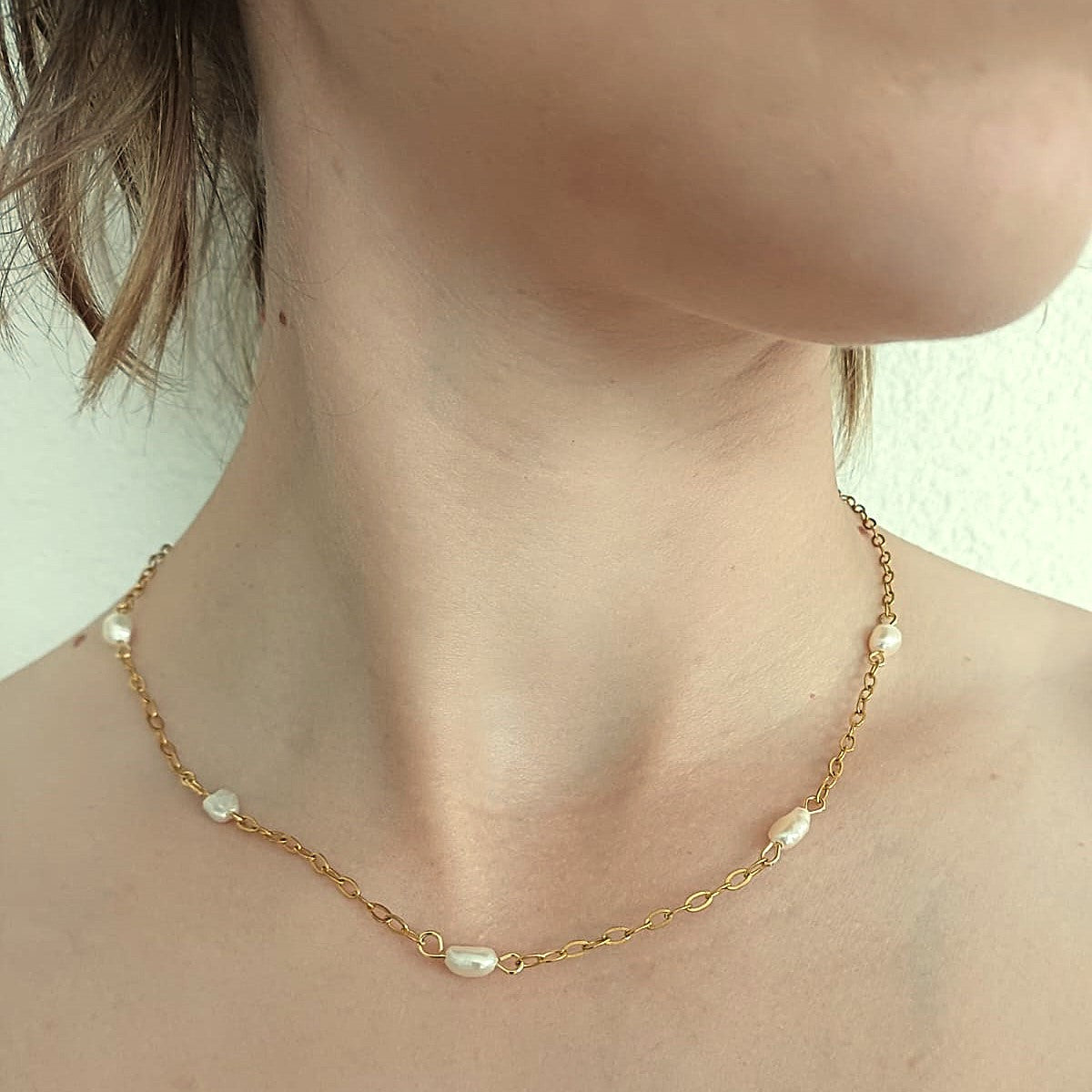 CreEZions RVS ketting met geschakelde parels