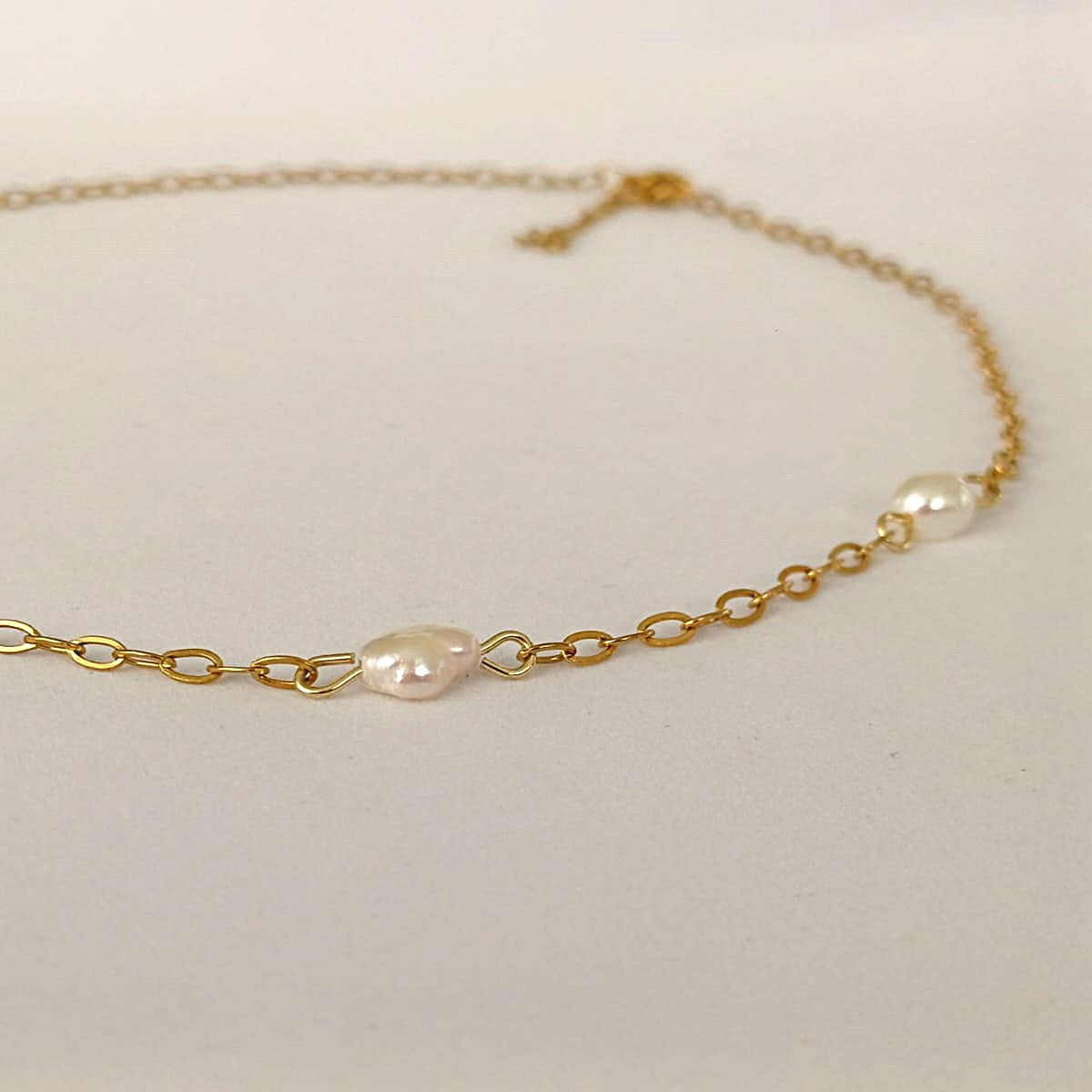 CreEZions RVS ketting met geschakelde parels