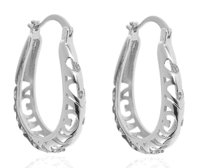 Oorbellen van bewerkt stainless steel zilver