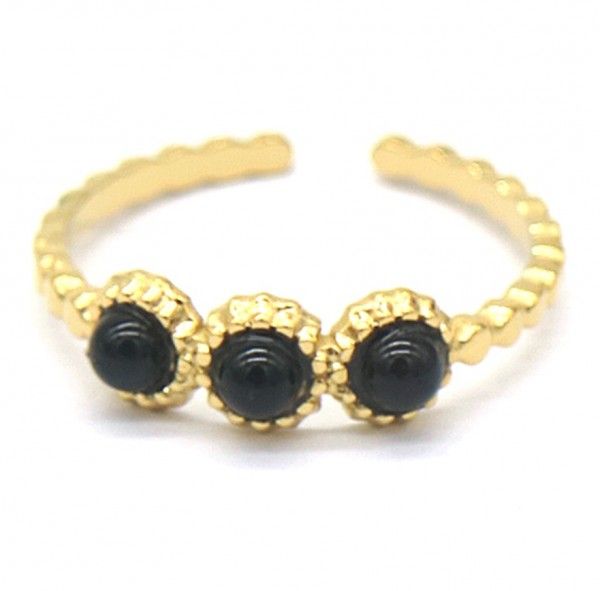 CreEZions RVS ring met drie Agaat steentjes