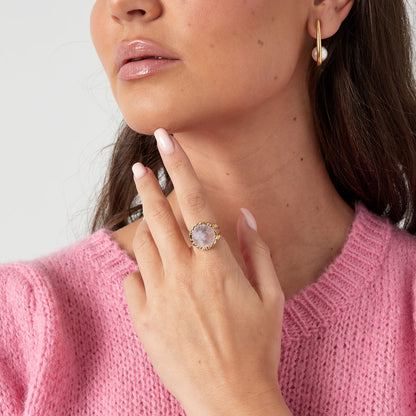 RVS ring met ronde natuursteen