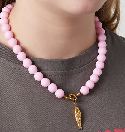 CreEZions trendy kralen ketting roze kralen klein