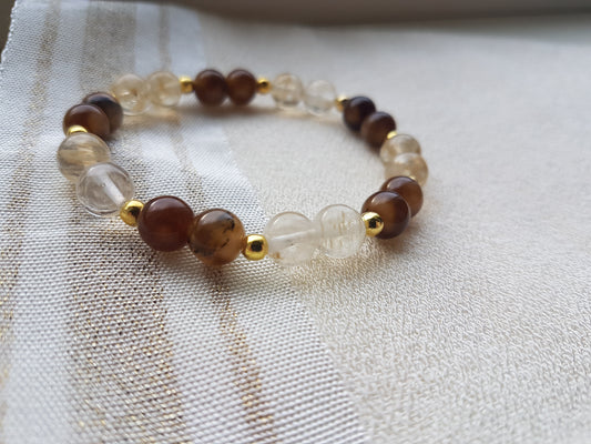 Beaded bracelet with brown and Coffee Quartz