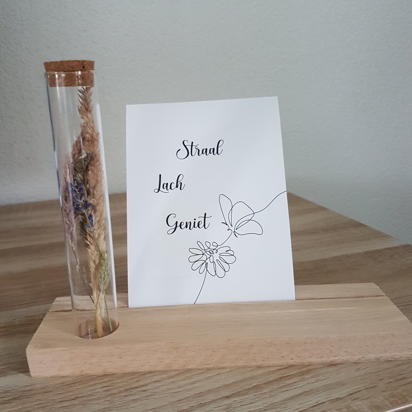 Kaartenpakket met gedroogde bloemen - Straal lach geniet