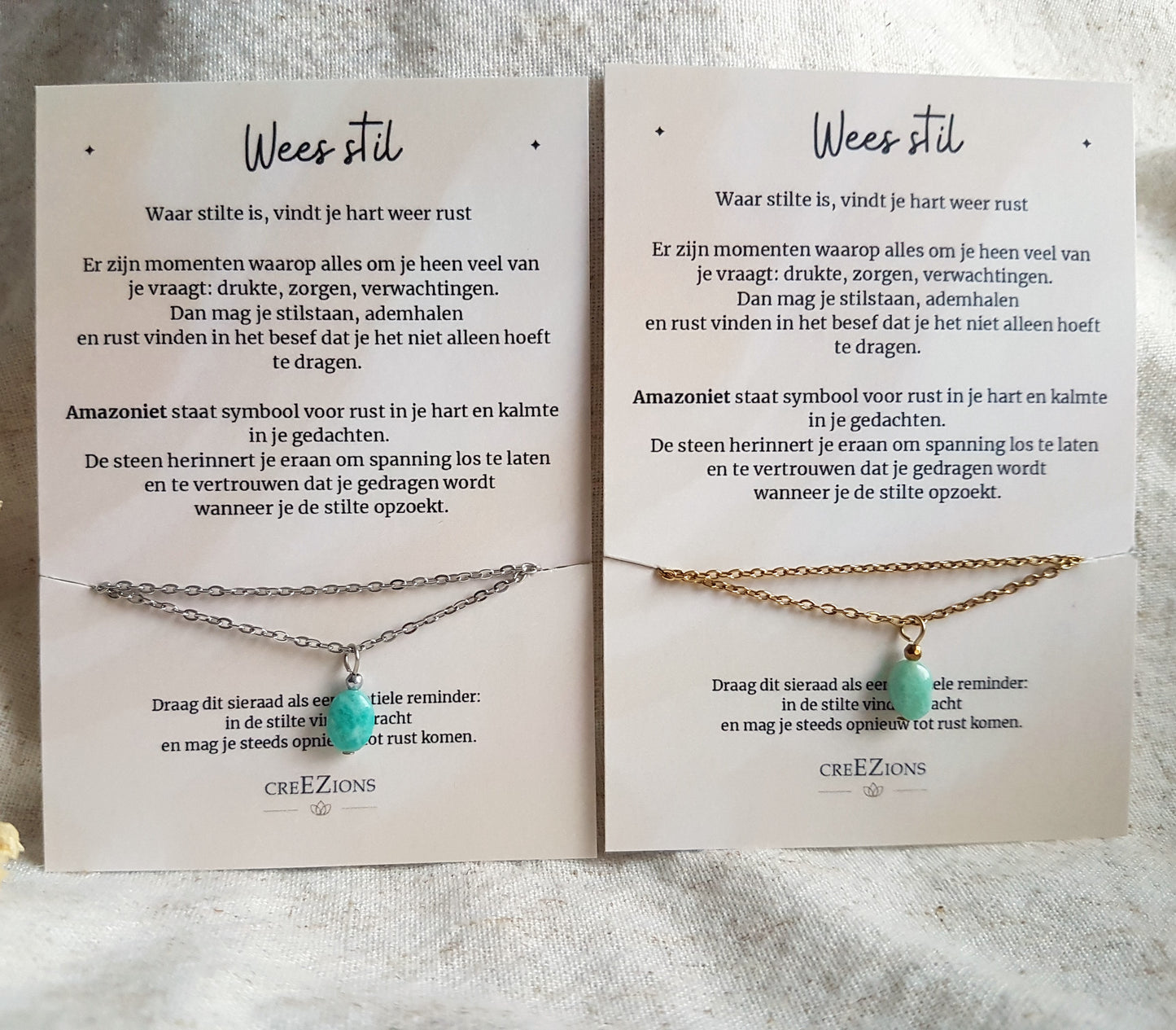 Wees stil - Ketting met Amazoniet