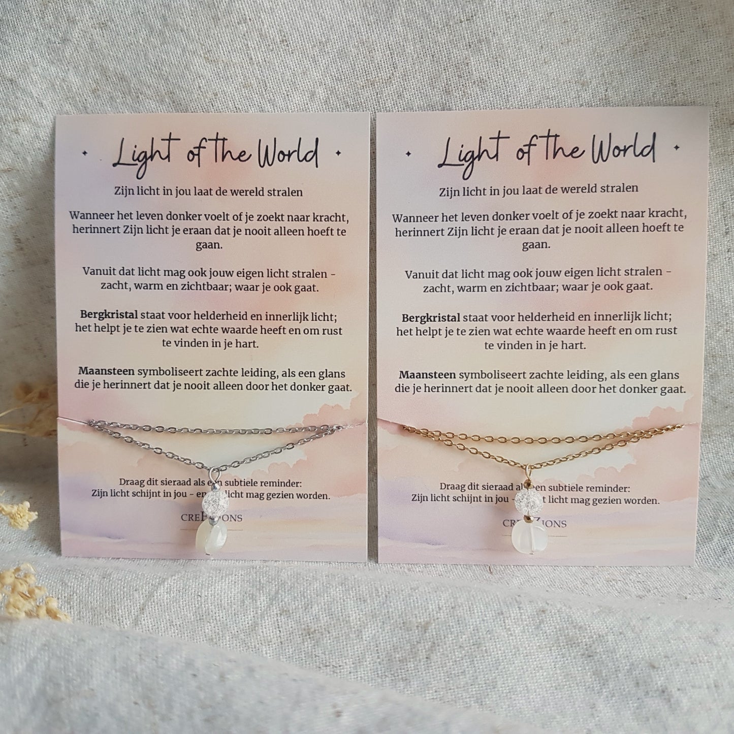 Sieradenset Light of the world - Maansteen & Bergkristal