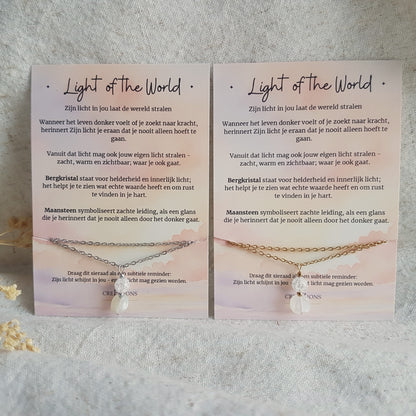 Sieradenset Light of the world - Maansteen & Bergkristal