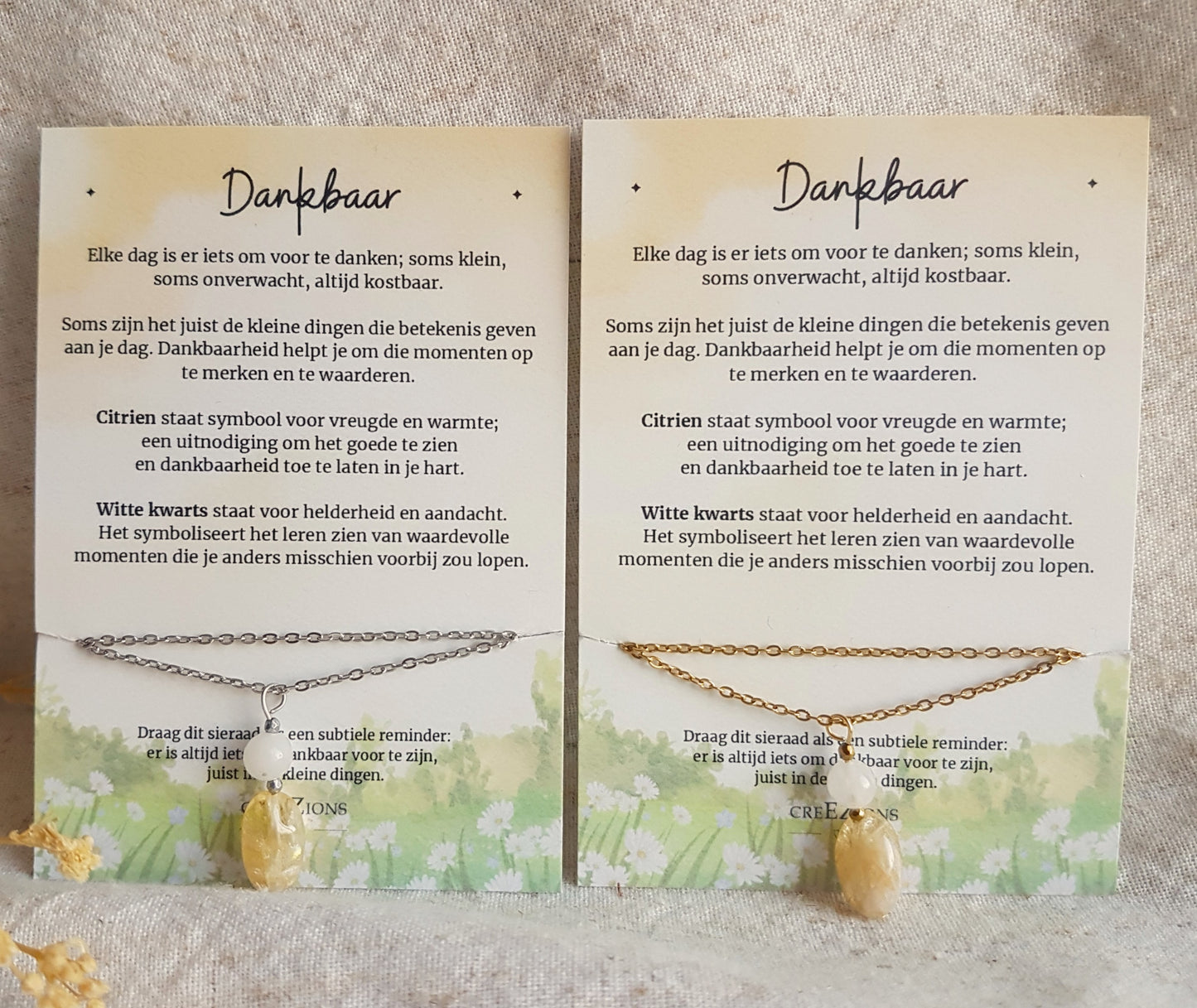 Dankbaar - Ketting met Citrien & Bergkristal