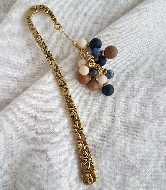 Boekenlegger met kwarts, riverstone en jaspis – aardse rust & balans