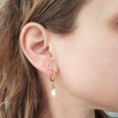18K gold plated oorbellen met Lotus Jaspis & zoetwaterparels – elegant & natuurlijk