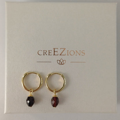 Oorbellen met granaat 14k gold filled of 925 zilver