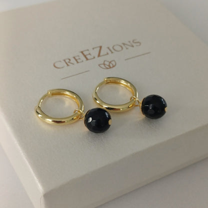 Oorbellen met zwarte onyx 14k gold filled of 925 zilver