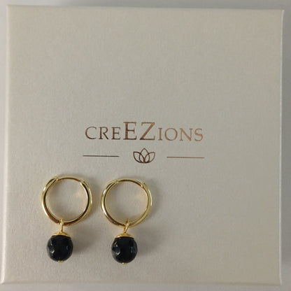 Oorbellen met zwarte onyx 14k gold filled of 925 zilver