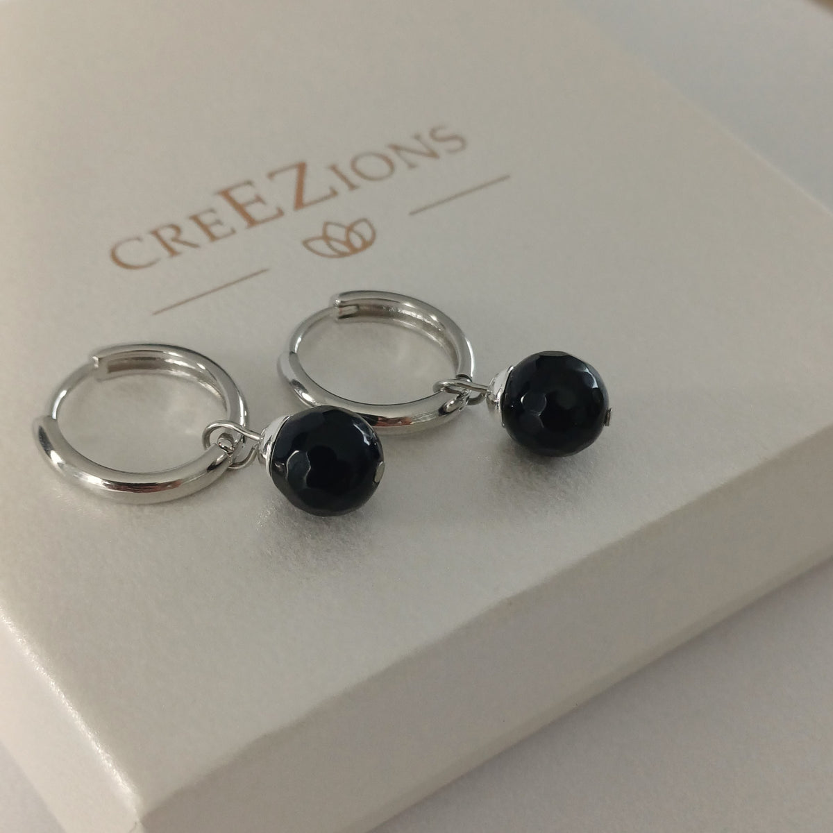 Oorbellen met zwarte onyx 14k gold filled of 925 zilver
