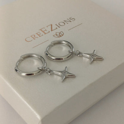 Oorbellen met noorderster en zirkonia – gold filled of 925 sterling zilver
